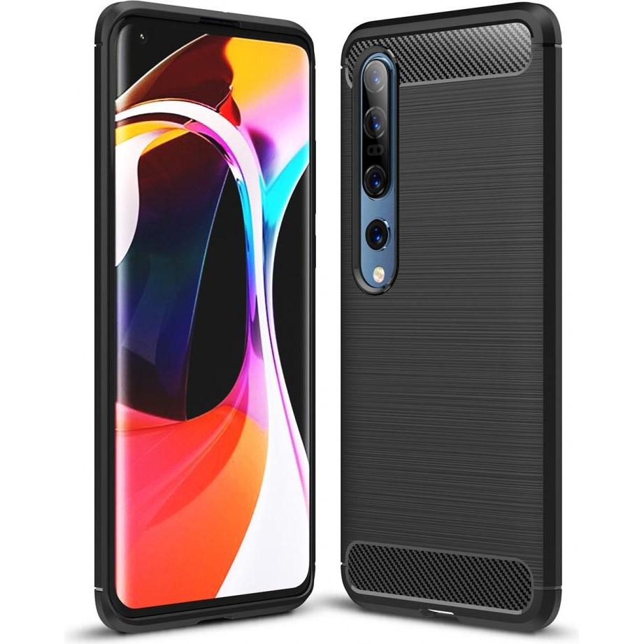 Screenguard Xiaomi Mi 10 Pro Hülle Carbon Brushed Soft TPU (Xiaomi Mi 10 Pro), Smartphone Hülle, Schwarz