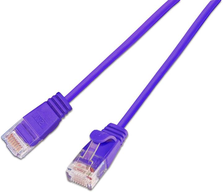 Actual product image SLIM Slimpatchkabel RJ-45 - RJ-45, Cat 6A, U/UTP, 2 m, Violett (U/UTP, CAT6a, 2 m)