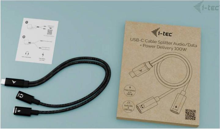 Produktbild i-tec USB-C Cable Splitter Audio/Data + Power Delivery 100W (0.30 m, USB 2.0, 100 W)