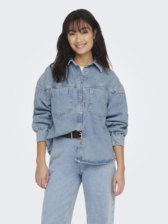 Immagine prodotto Only Polsini con colletto a scomparsa e giacca con bottoni in denim (S)