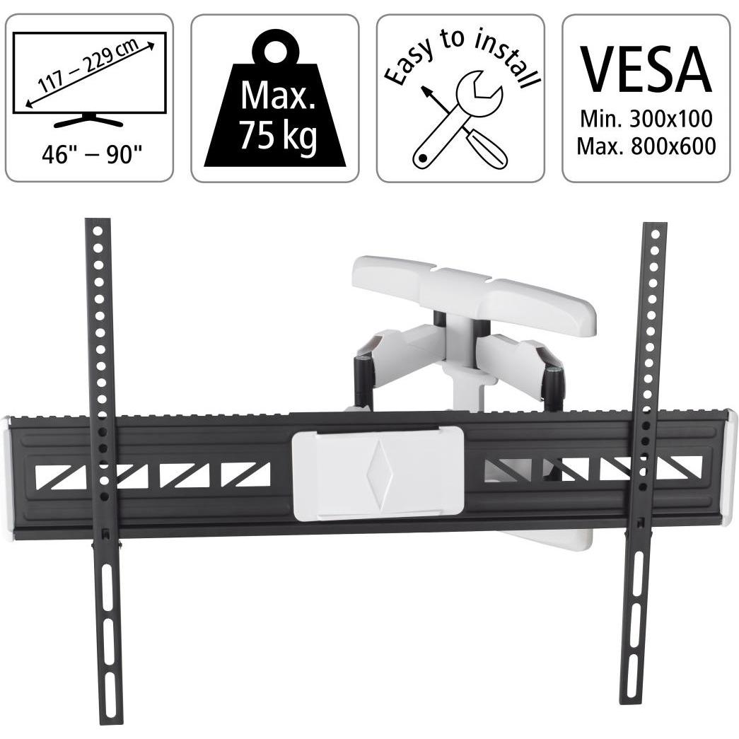 Thumbnail - Hama TV-Wandhalterung, schwenkbar, neigbar, ausziehbar, 229 cm (90") bis 75 kg (Wand, 90", 75 kg), TV Wandhalterung, Sch...