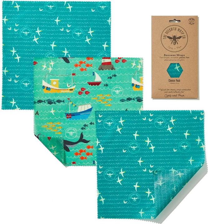 The Beeswax Wrap Co. Salviette di cera d'api Set di 3 impacchi medi Mare