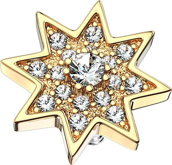 Image du produit Star Piercing Dermal Anchor plaqué or étoile avec cristal (Laiton, Acier chirurgical 316L)