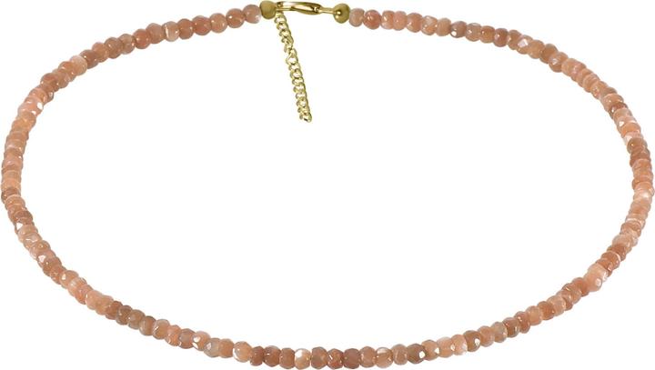 Immagine prodotto Xen Collana in pietra di luna peach 5 mm sfaccettata 43 + 5 cm argento 925 placcato oro (Argento 925, 43 cm)