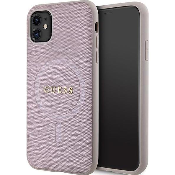 Guess GUHMN61PSAHMCP iPhone 11 / Xr 6.1" różowy/pink hardcase Saffiano MagSafe (Apple iPhone 11), Smartphone Hülle, Rosa