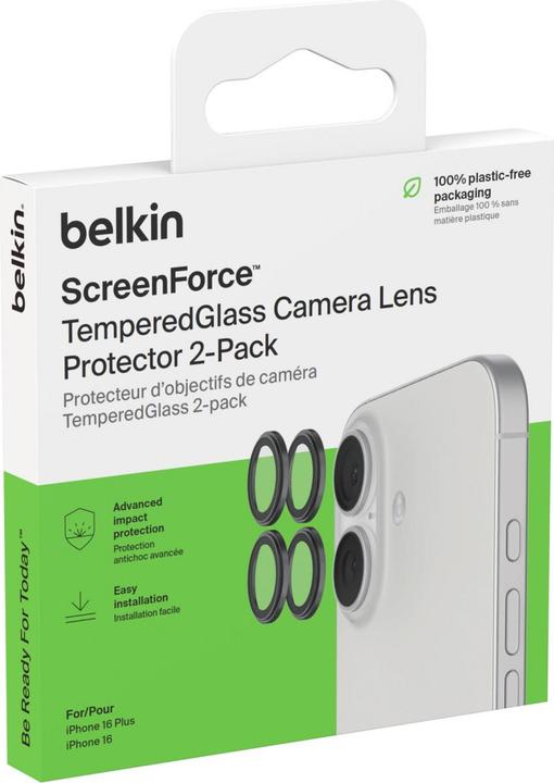 Image du produit Belkin 1x2 Kameralinsenschutz TempGlass iPhone 16/16 Plus (2 pcs, Apple iPhone 16, Apple iPhone 16 Plus)