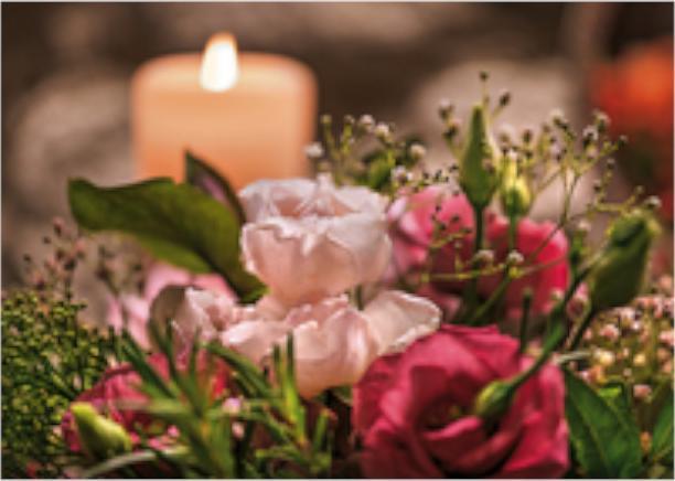 Art Bula Postkarte 10,5x14,8cm Blumenbouquet mit Kerze