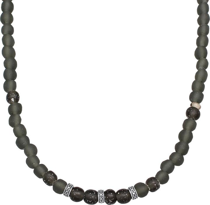 Produktbild Kuzzoi Halskette Recycelte Glas Olive Perlen Beads 925 Silber (Glas, 925er Sterling Silber, Edelstahl, Keine Schmucksteine)