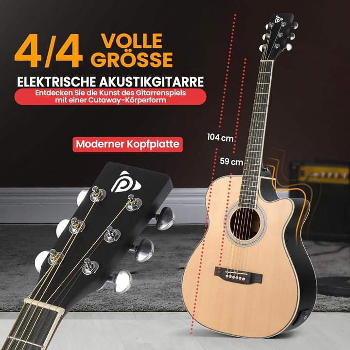 Actual product image Pyle Acoustic Electric Guitar and Amplifier Set (Acoustic guitar set, Back and sides: lime wood, Fingerboard: Synthetic wood, Top: spruce wood)