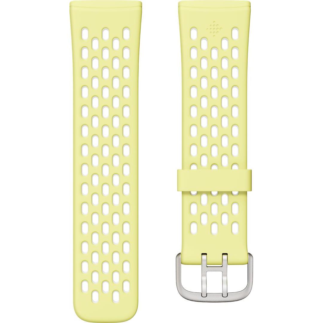Fitbit Versa 3/4 & Sense 1/2 Sport Band (Blisterverpackung) (Silikon, Sense, Versa 3), Uhrenarmband, Weiss, Gelb