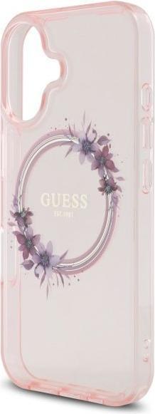 Produktbild Guess GUHMP16SHFWFCP iPhone 16 6.1" różowy/pink hardcase IML Flowers Wreath MagSafe (Apple iPhone 16)