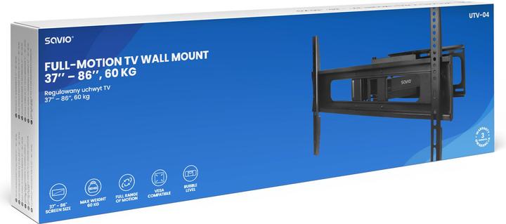 Produktbild Savio UTV-04 Halterung Aktive Halterung Schwarz (Wand, 60 kg, 37" - 86")