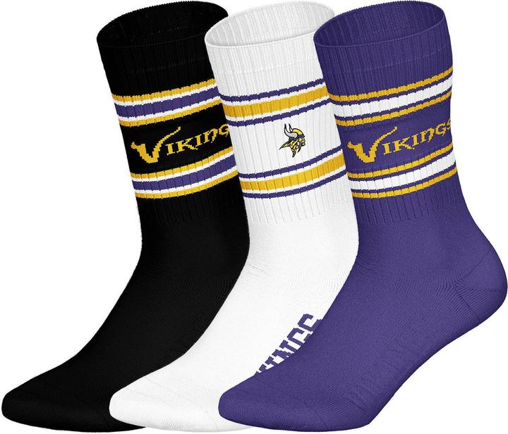 Produktbild Barefoot Minnesota Vikings 3pk Crew Socks 43-46 (43 - 46)