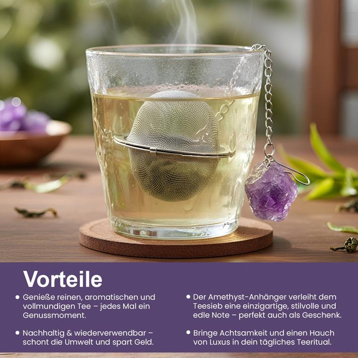 Actual product image Gewürzladen Näfels Teesieb mit Amethyst-Anhänger, Teeei, Teekugel, Gewürzsieb