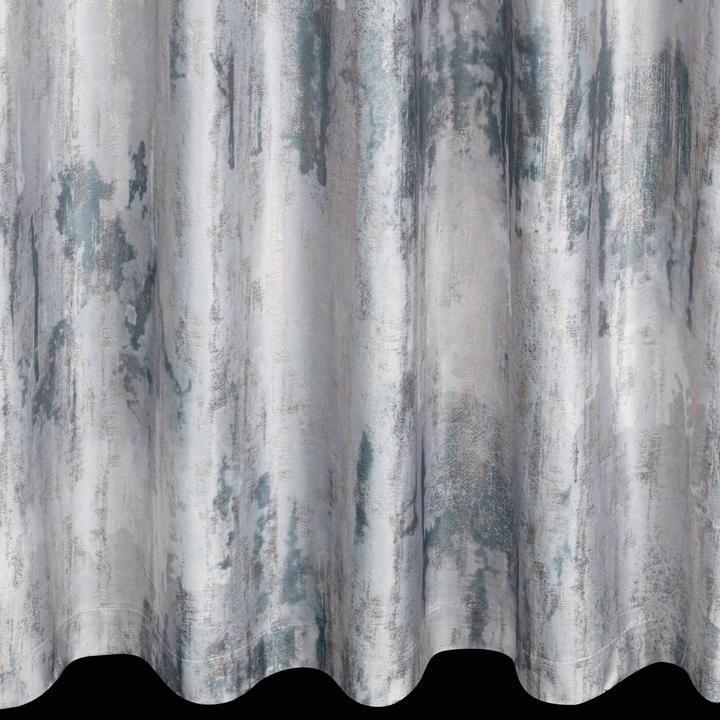 Actual product image Eurofirany TINA curtain in soft velvet with worn pattern and gold print, silver-coloured, grey, 140 x 270 cm (140 x 270 cm)