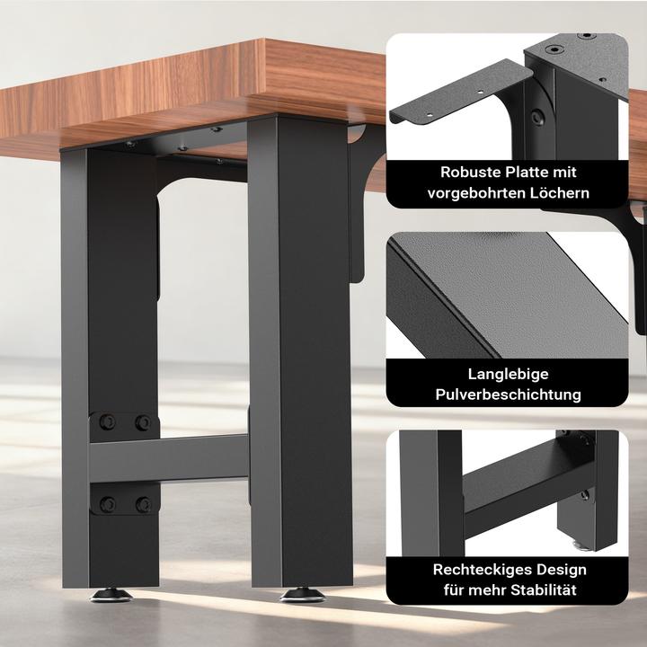 Actual product image Wiltec Industrial Square Table Legs Powder-coated Black 64x40cm for Tables Benches and Desks