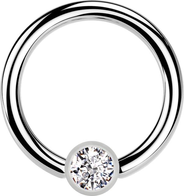 Produktbild Star Piercing Micro Ball Closure Ring silber und Kristall silber (ohne Messing, Chirurgenstahl 316L)