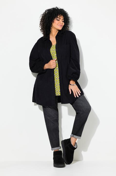 Actual product image Ulla Popken Corduroy Long Sleeve Button Down Tunic Blouse (46, 48)