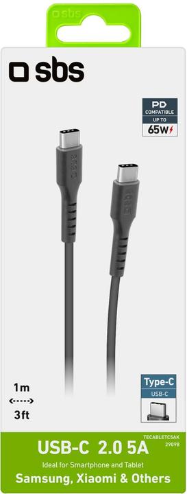 Produktbild SBS Kabel USB-C auf USB-C (1 m, USB 2.0, 65 W)