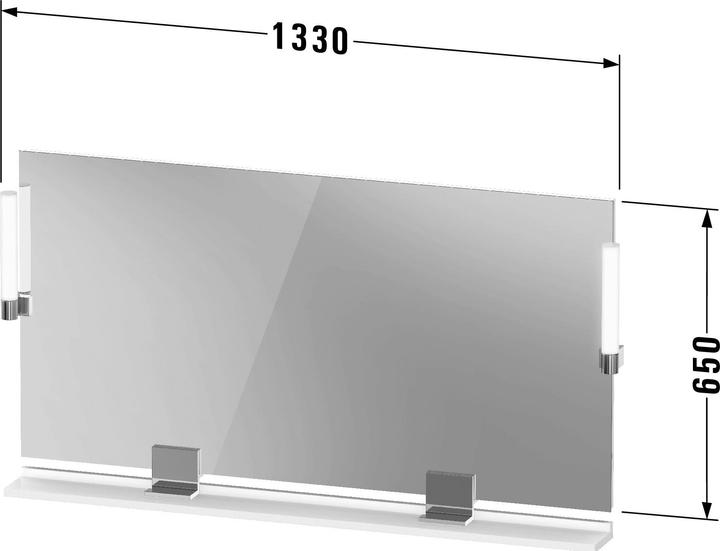Productafbeelding Duravit Sivida Spiegel, Diamantschwarz Matt, 1330x36x650mm, Aufsatzleuchte, Sensorschalter, Netzansc (133 x 65 cm)