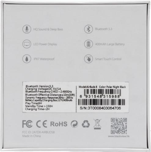 Produktbild Blackview AirBuds 8 (ANC, 6 h, Kabellos)