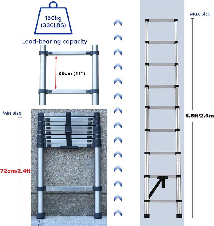 Produktbild Autofather Ausziehbare Teleskopleiter (Teleskopleiter, 72 cm)