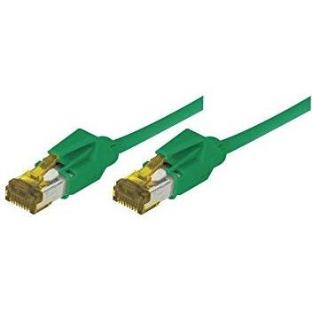 Tecline Patchkabel S/FTP, PiMF, Cat 6a, grün, 2,0 m Für 10 Gigabit/s, halogenfrei, mit Draka-Kabel und Hiros (SFTP, CAT6...