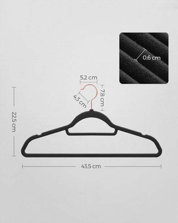 Immagine prodotto Songmics Kleiderbügel Samt 30er Set Schwarz (30 x)
