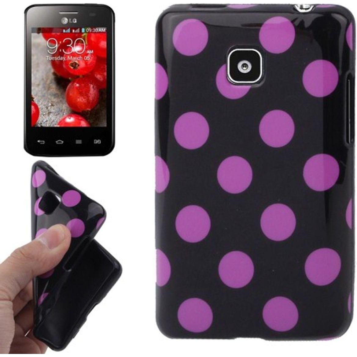 König Design Schutzhülle TPU Punkte Case für Handy LG Optimus L3 II / E430 (Optimus L3), Smartphone Hülle, Schwarz