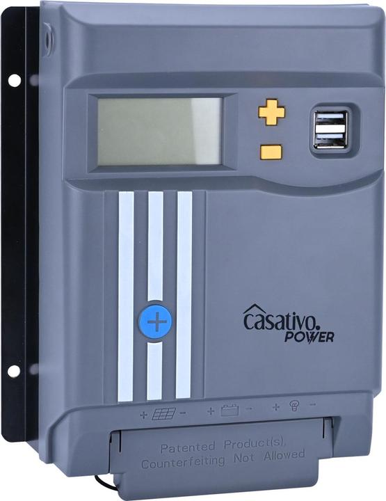 Image du produit Casativo Régulateur de charge solaire MPPT pour batteries 12 V & 24 V, jusqu'à 30 A, écran LCD, ports USB