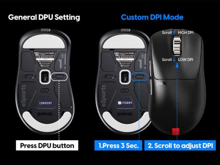 Actual product image Pulsar Xlite V4 eS Mini Wireless - Gaming Mus - Optisk - 5 scarce - Sort (Cable, Wireless)