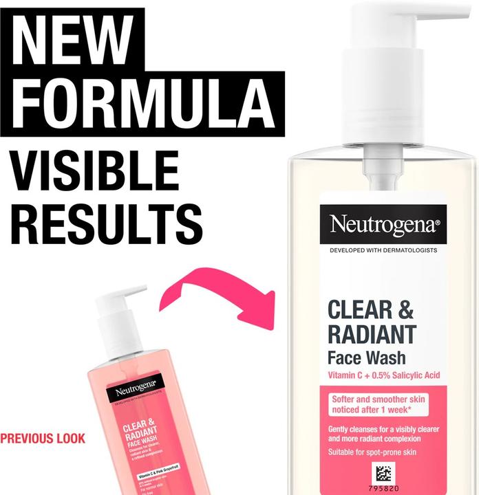 Actual product image Neutrogena Clear & Radiant Face Wash (Cleansing gel, 200 ml)