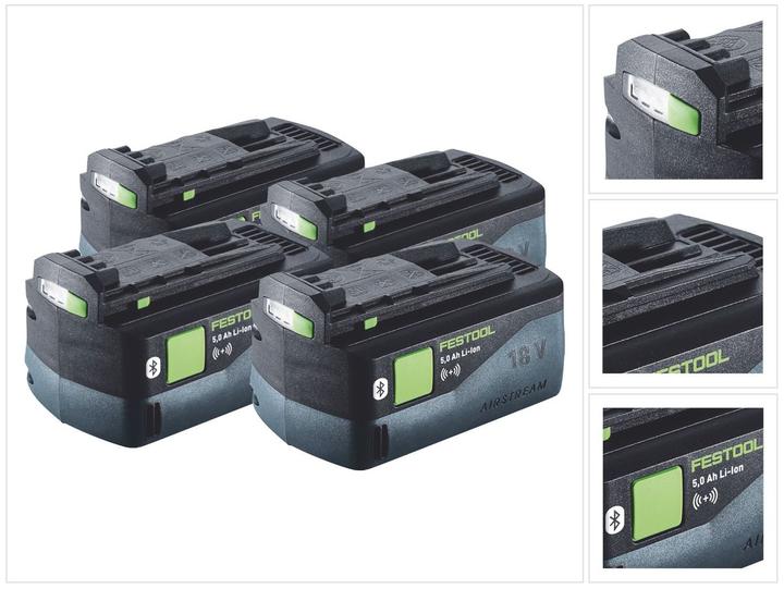Produktbild Festool Akku Set 4x BP 18 Li 5,0 ASI Akku 18 V 5,0 Ah / 5000 mAh Li-Ion ( 4x 577660 ) Bluetooth mit (18 V)