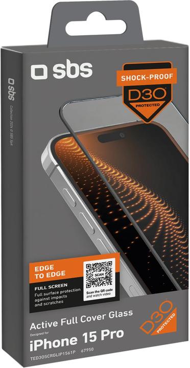 Actual product image SBS Ultra-strong screen protector for iPhone 15 Pro with D3O technology (1 pcs., Apple iPhone 15 Pro)