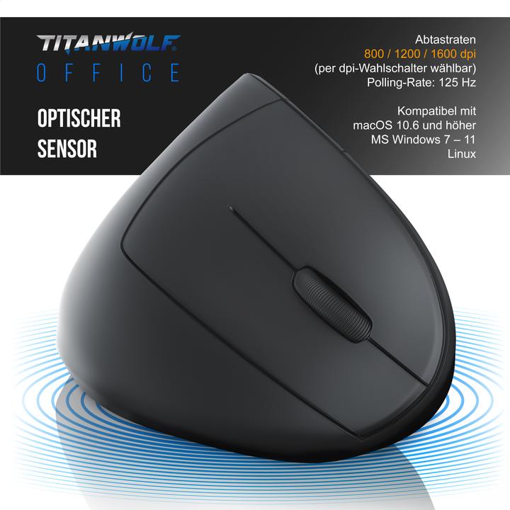 Immagine prodotto Titanwolf Mouse verticale da ufficio senza fili (Senza fili)