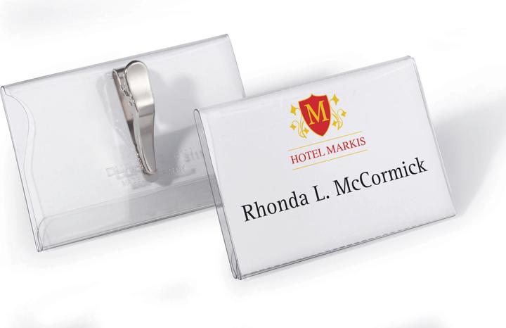 Actual product image Durable Hard foil name tags with crocodile clip