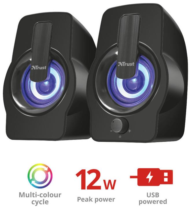 Actual product image Trust Speaker||Gemi RGB|PMPO 12 Watt|1xAudio-In|Black|22948