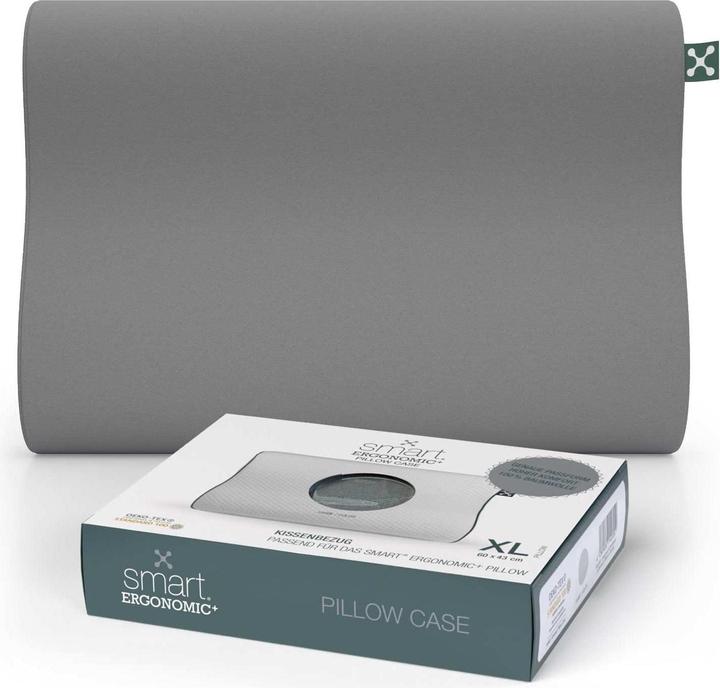 Smartsleep Ergonomic + XL pillowcase 55 x 35 x 12 cm, grey (Pillowcase, 55 x 35 x 12 cm)