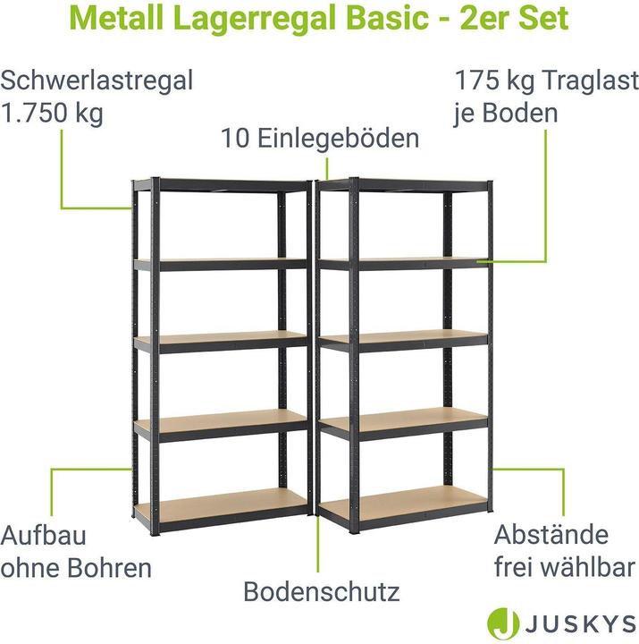 Image du produit Juskys 2er Set Lagerregal Basic