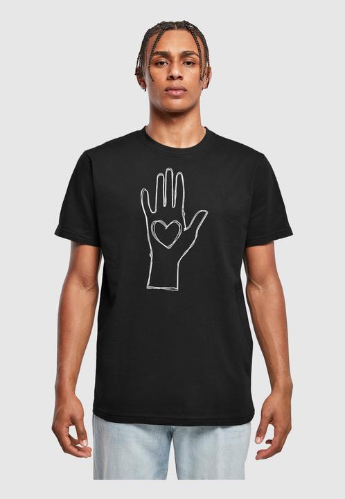 Produktbild Merchcode Peace - Scribble Hand Heart Black T-Shirt Round Neck - 161089 (M)