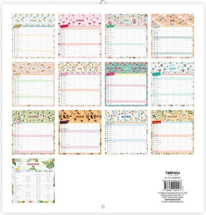 Actual product image Brochure calendarFamily planner2026