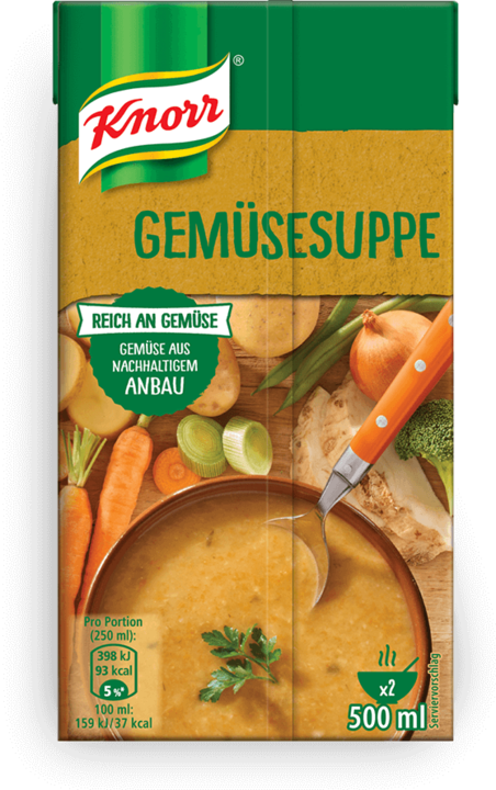 Produktbild Knorr Gemüsesuppe Kombiblock, Suppe mit Broccoli, Rüebli & Lauch, Fertiggericht zum Aufwärmen (500 ml)
