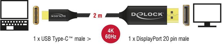 Produktbild Delock DisplayPort — USB Typ C (2 m, DisplayPort, USB Typ C, 1.2)