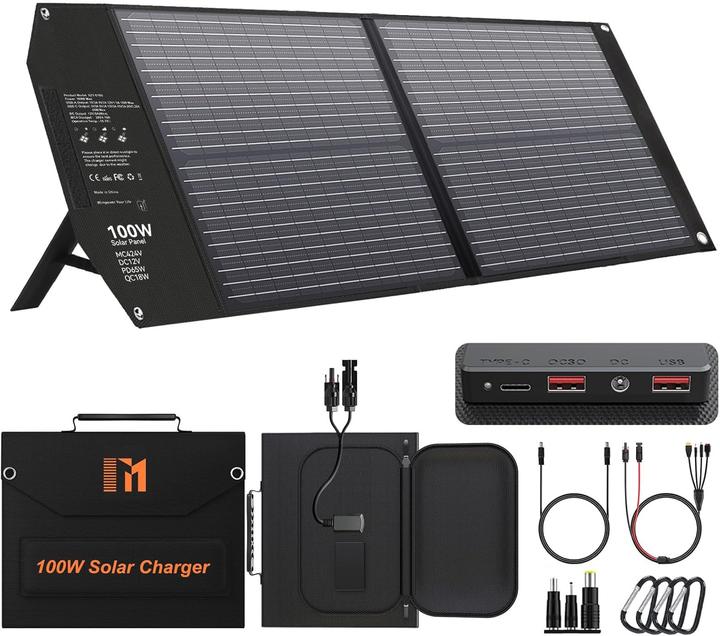Mesuvida Faltbares Solarladegerät mit 5 Anschlüssen (100 W)