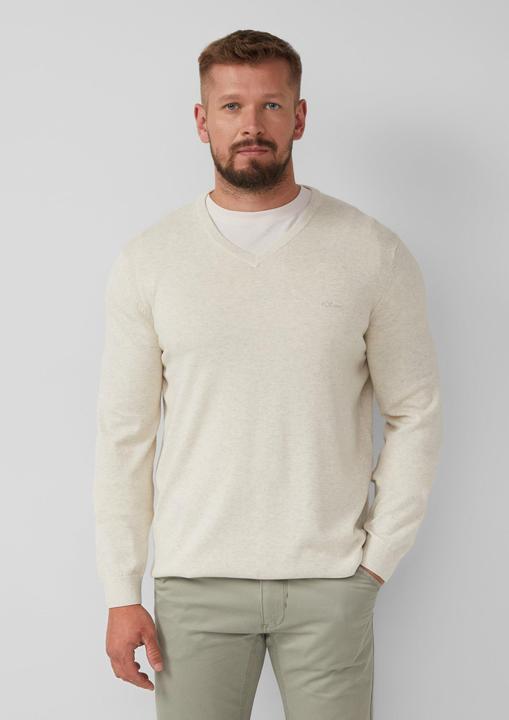 Produktbild s.Oliver Strickpullover Strickpullover mit Logo-Stickerei (XXL)