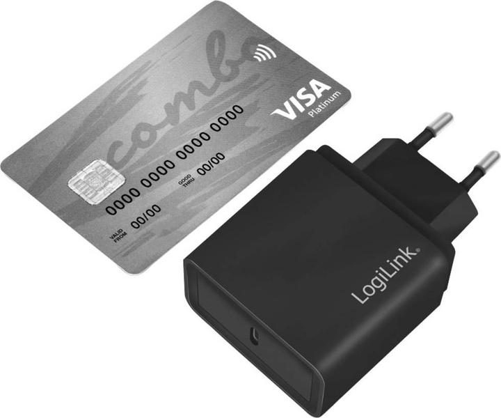 Actual product image LogiLink USB charger 1x USB black 1-port USB socket adapter, 13.5W (18 W)