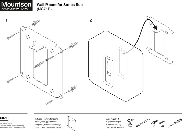 Produktbild Mountson MS71B - Premium Wandhalter für Sonos Sub (Wandmontage, Nicht beweglich)