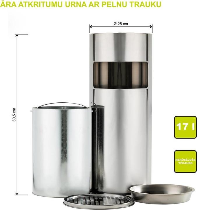 Actual product image Okko ROUND TRASH BIN WITH ASHTRAY T-Y0617S (17 l)