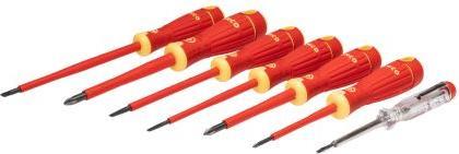 Produktbild Bahco Isolierter BahcoFit Schraubendreher-Satz mit 2-Komponenten-Griff, mit 150 V bis 250 V Spannungsprüf (Phillipps-Kreuzschlitz (PH))