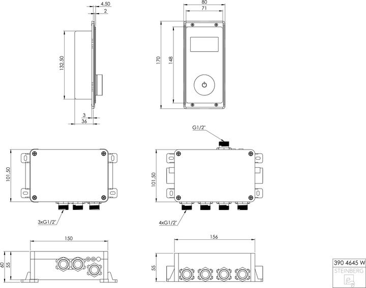 Produktbild Steinberg Serie 390 vollelektornische Armatur, iFlow, Digitalanzeige, bis zu 4 Verbraucher, Unterput